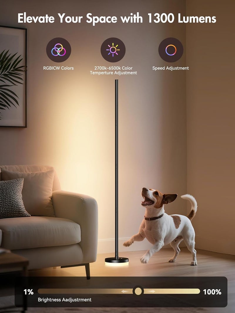 OIYN Store Corner Floor Lamp, RGBICW LED Corner Lamp with 1300lm Smart Modern Floor Lamp,App & Remote Control,Music Sync,Color Changing Standing Lamp for Bedroom Living Room and Gaming Rooms - Image 3